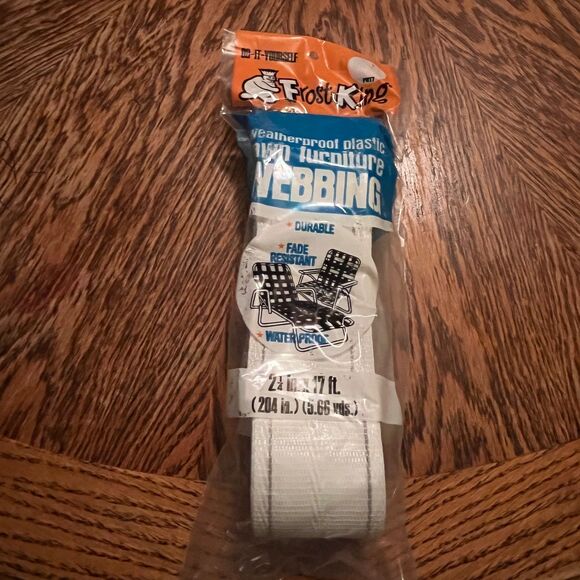 FROST KING Lawn Furniture Webbing 2 1/4"x 17 ft PW17 WHITE with Grey Stripes - Picture 2 of 6